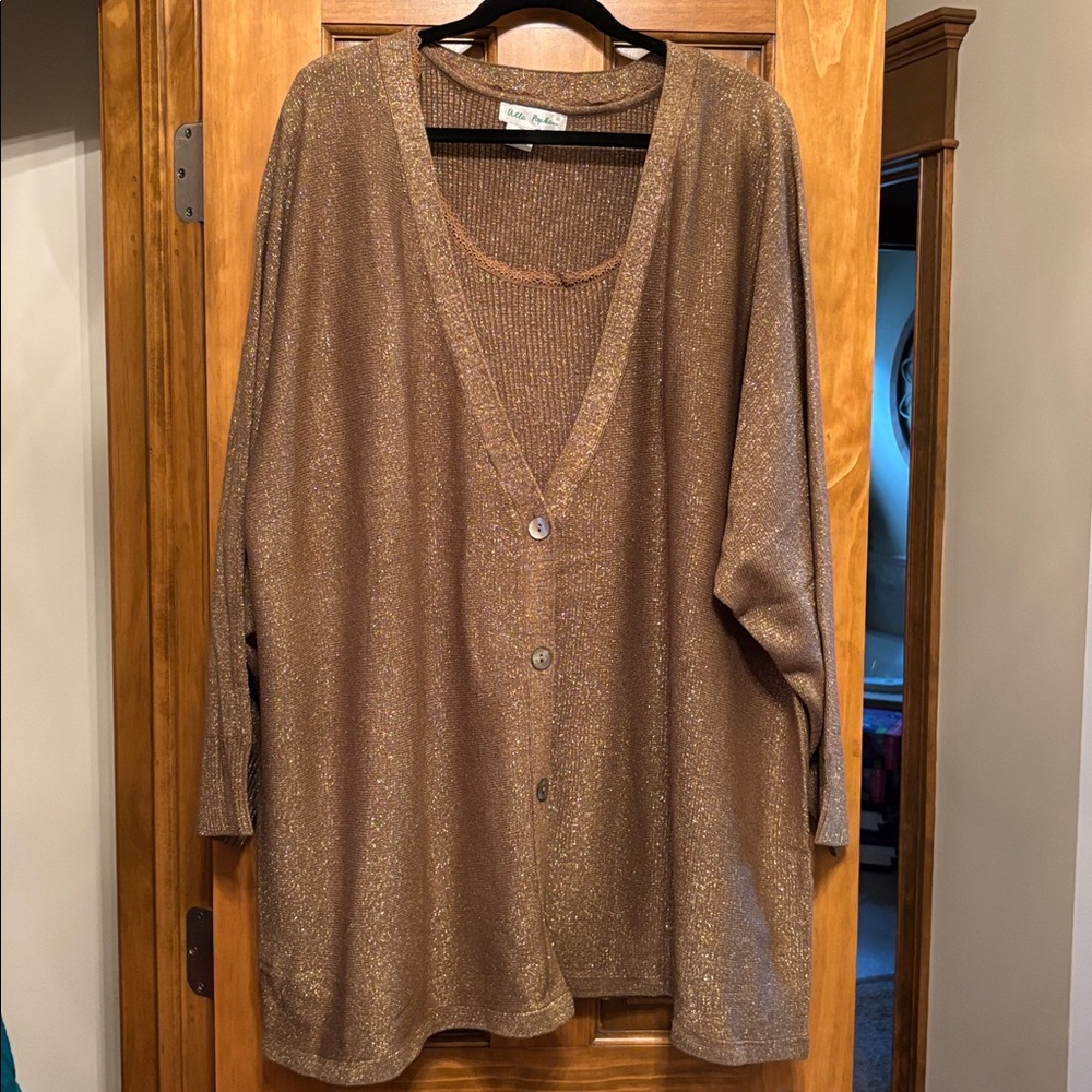 Ulla Popken golden brown sweater set
